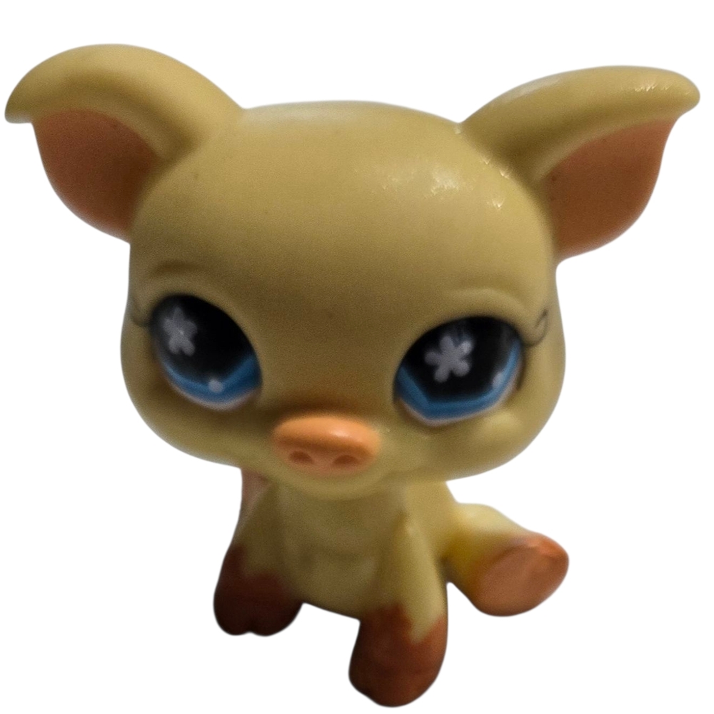 Littlest Pet Shop Cream and Brown #475 With Blue Flower Eyes Pig
